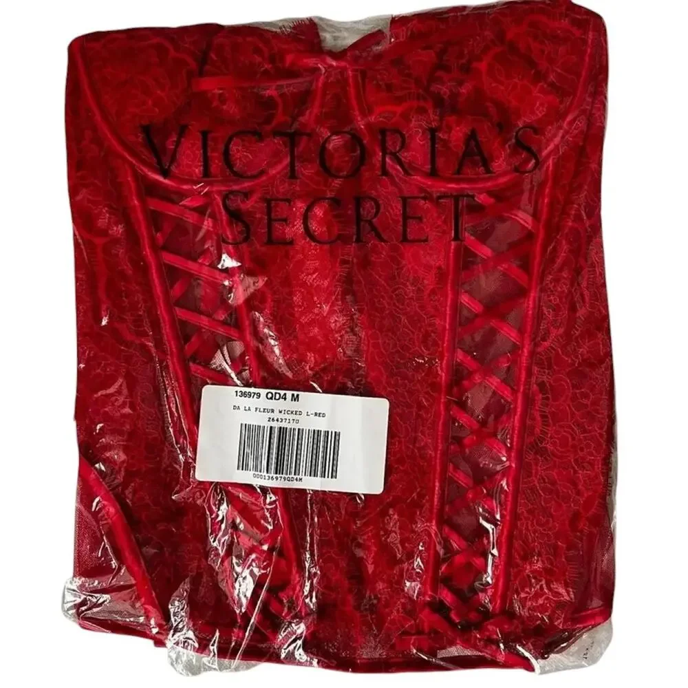 Victoria's Secret Red Lightly Lined Lace Corset Top, M